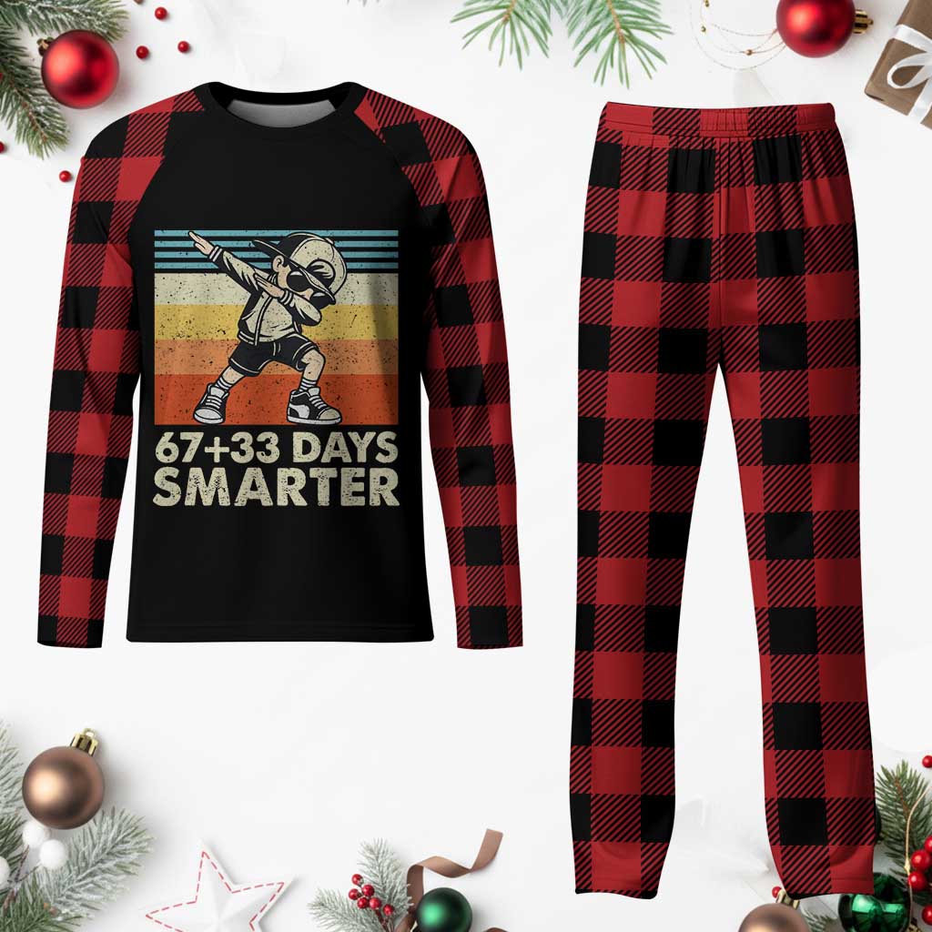 100 Days Smarter Plaid Pajama Set Funny 67 33 Six Seven Math Teacher Kids 100th Day