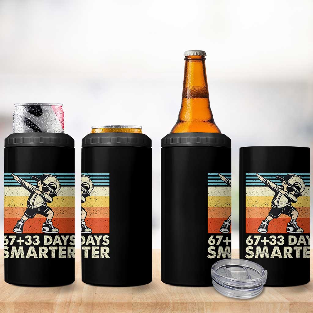 100 Days Smarter 4 in 1 Can Cooler Tumbler Funny 67 33 Six Seven Math Teacher Kids 100th Day