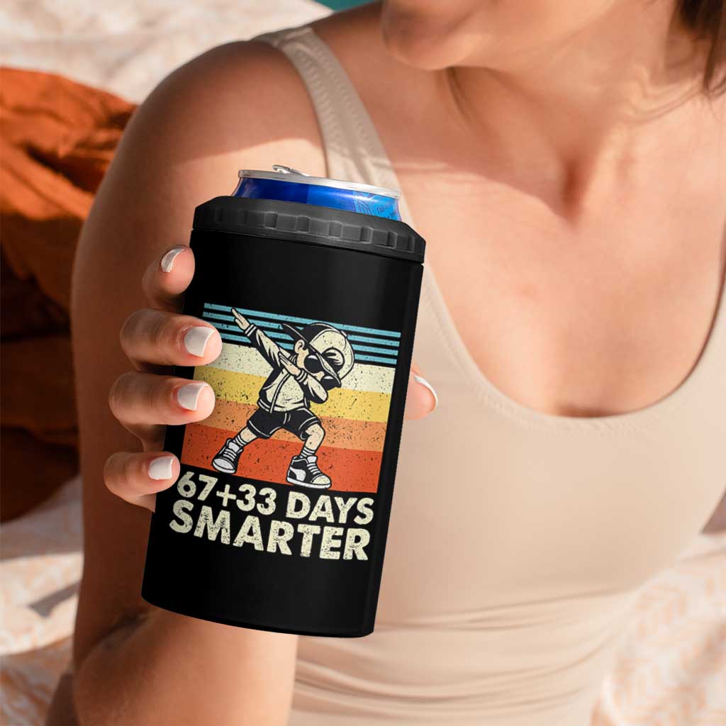 100 Days Smarter 4 in 1 Can Cooler Tumbler Funny 67 33 Six Seven Math Teacher Kids 100th Day
