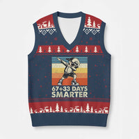 100 Days Smarter V-Neck Knit Sweater Vest Funny 67 33 Six Seven Math Teacher Kids 100th Day