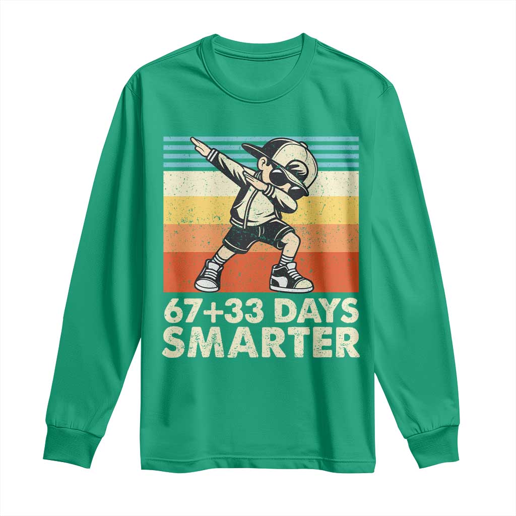 100 Days Smarter Long Sleeve Shirt Funny 67 33 Six Seven Math Teacher Kids 100th Day