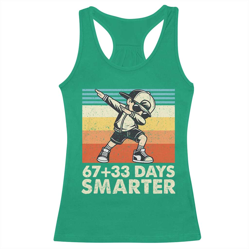100 Days Smarter Racerback Tank Top Funny 67 33 Six Seven Math Teacher Kids 100th Day