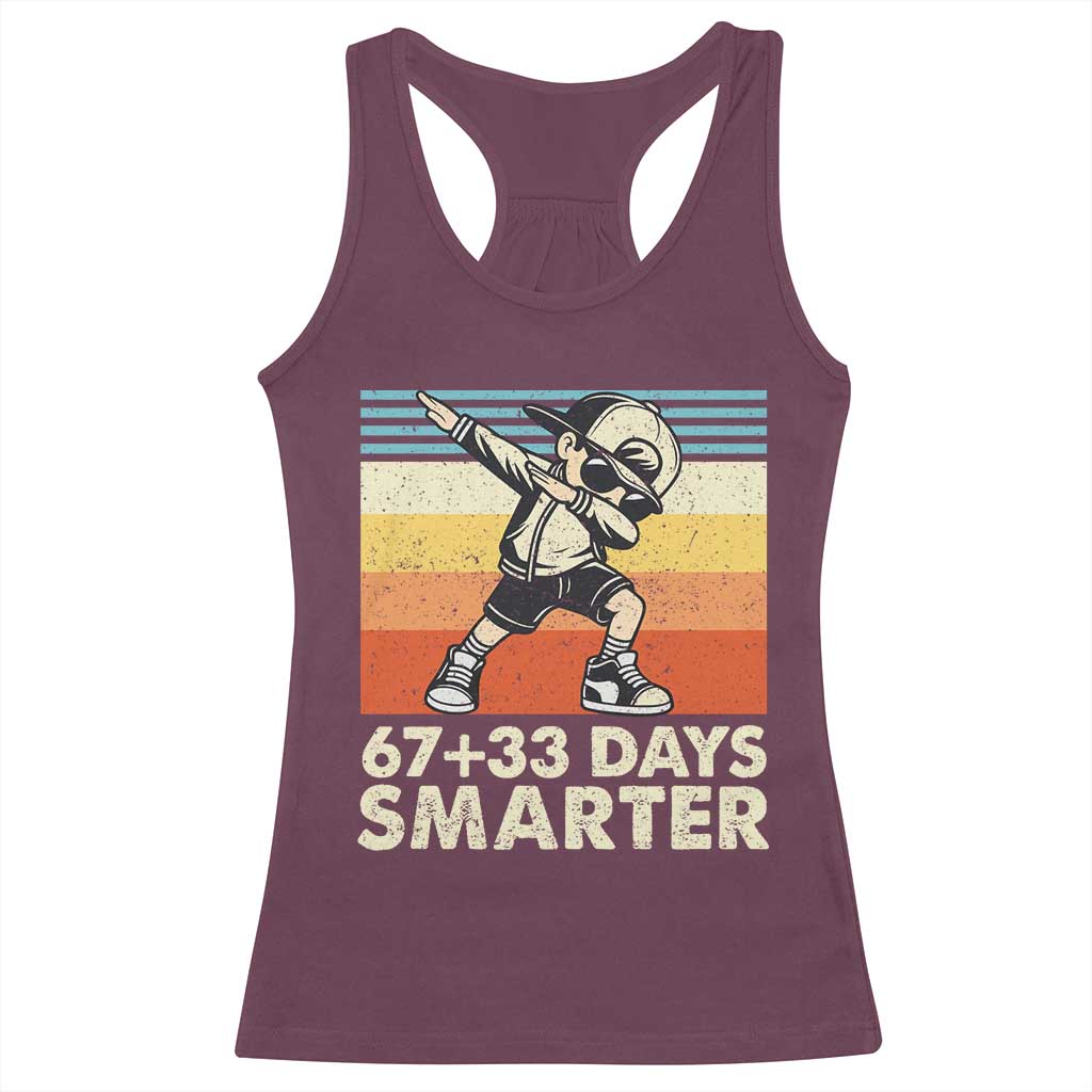 100 Days Smarter Racerback Tank Top Funny 67 33 Six Seven Math Teacher Kids 100th Day