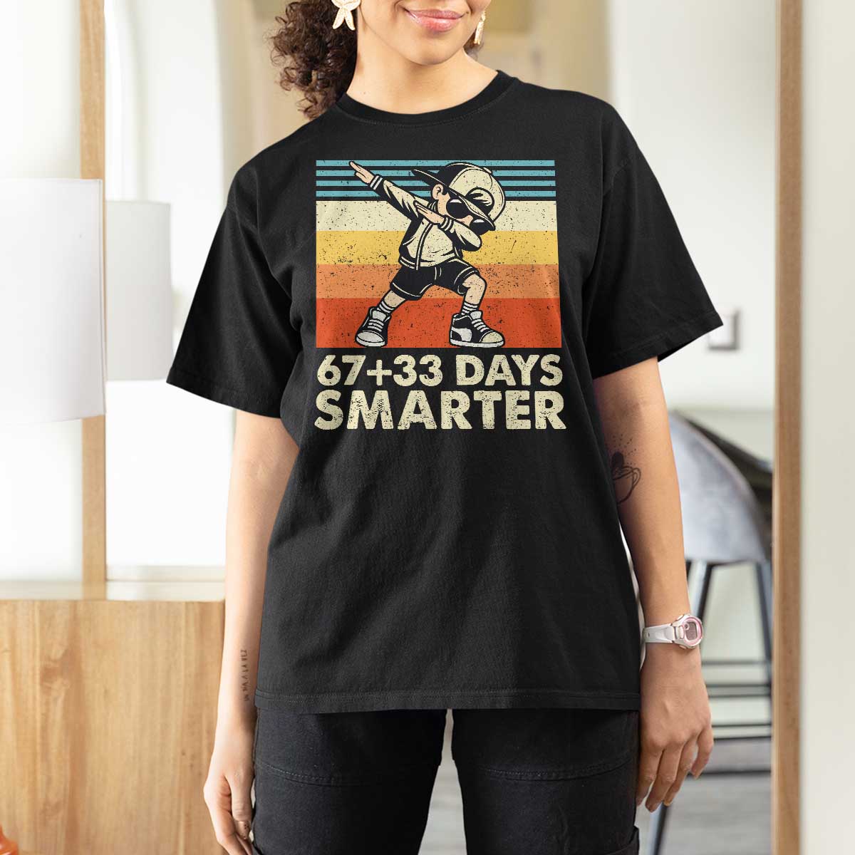 100 Days Smarter T Shirt For Women Funny 67 33 Six Seven Math Teacher Kids 100th Day