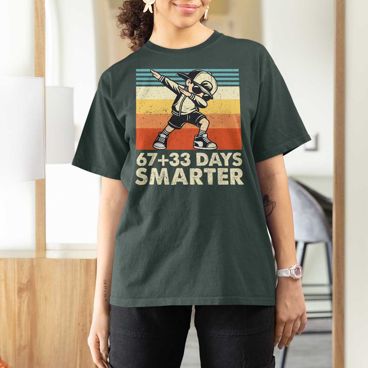 100 Days Smarter T Shirt For Women Funny 67 33 Six Seven Math Teacher Kids 100th Day