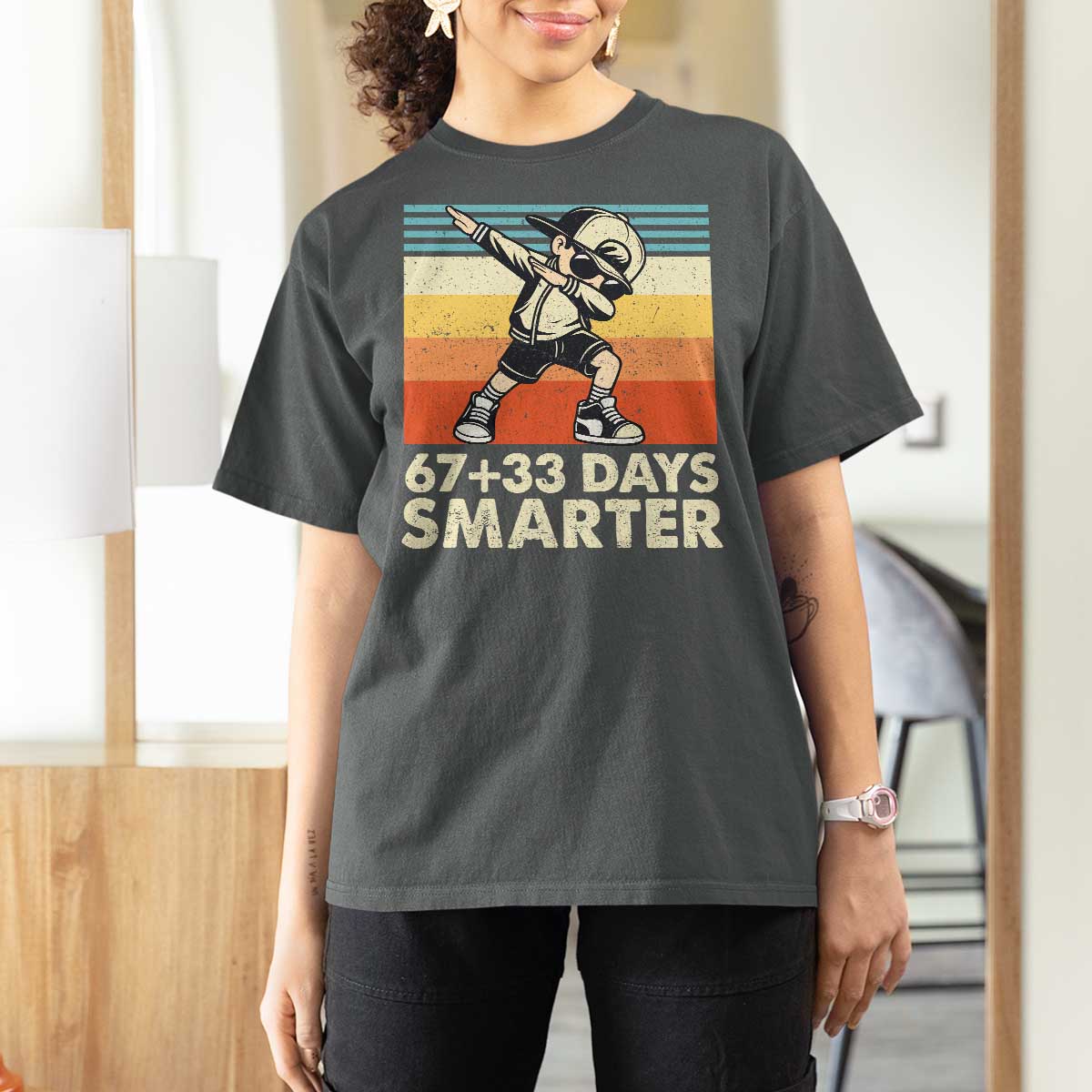 100 Days Smarter T Shirt For Women Funny 67 33 Six Seven Math Teacher Kids 100th Day