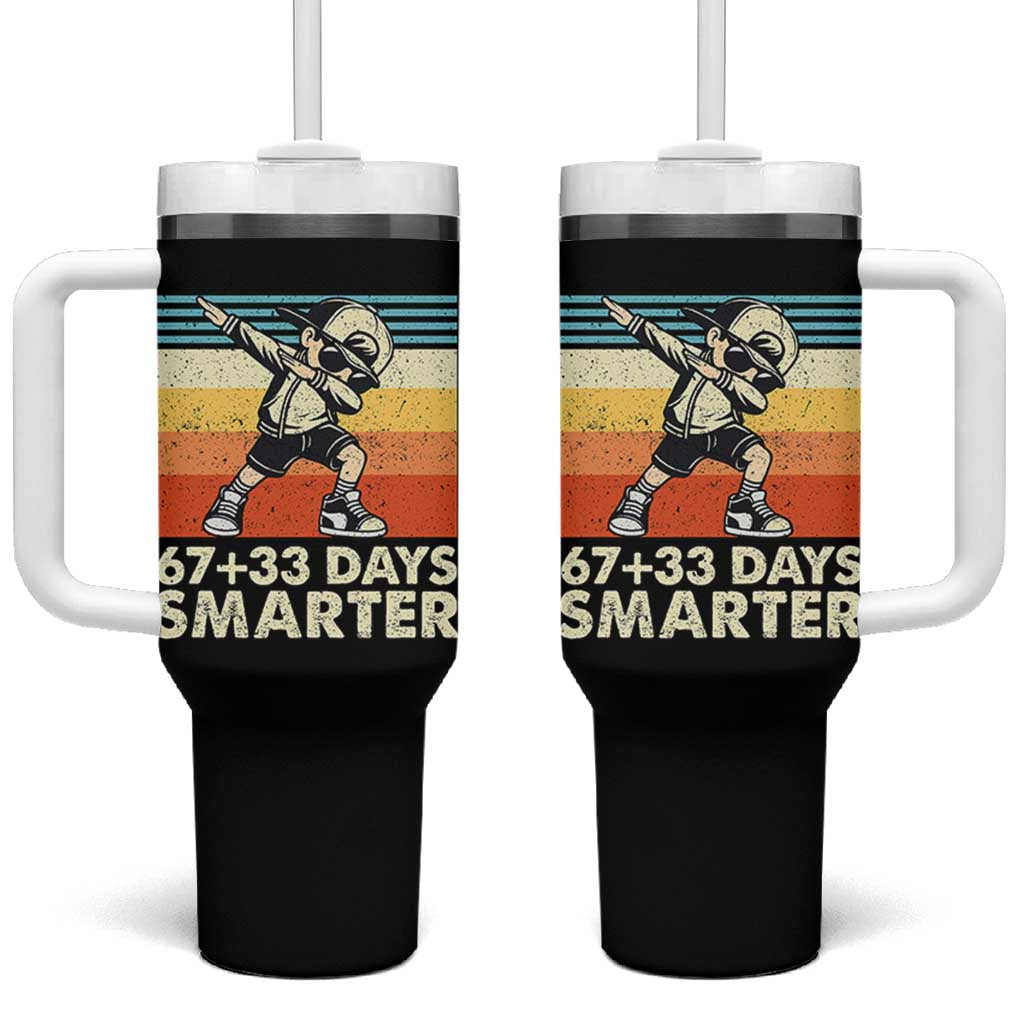 100 Days Smarter Tumbler With Handle Funny 67 33 Six Seven Math Teacher Kids 100th Day