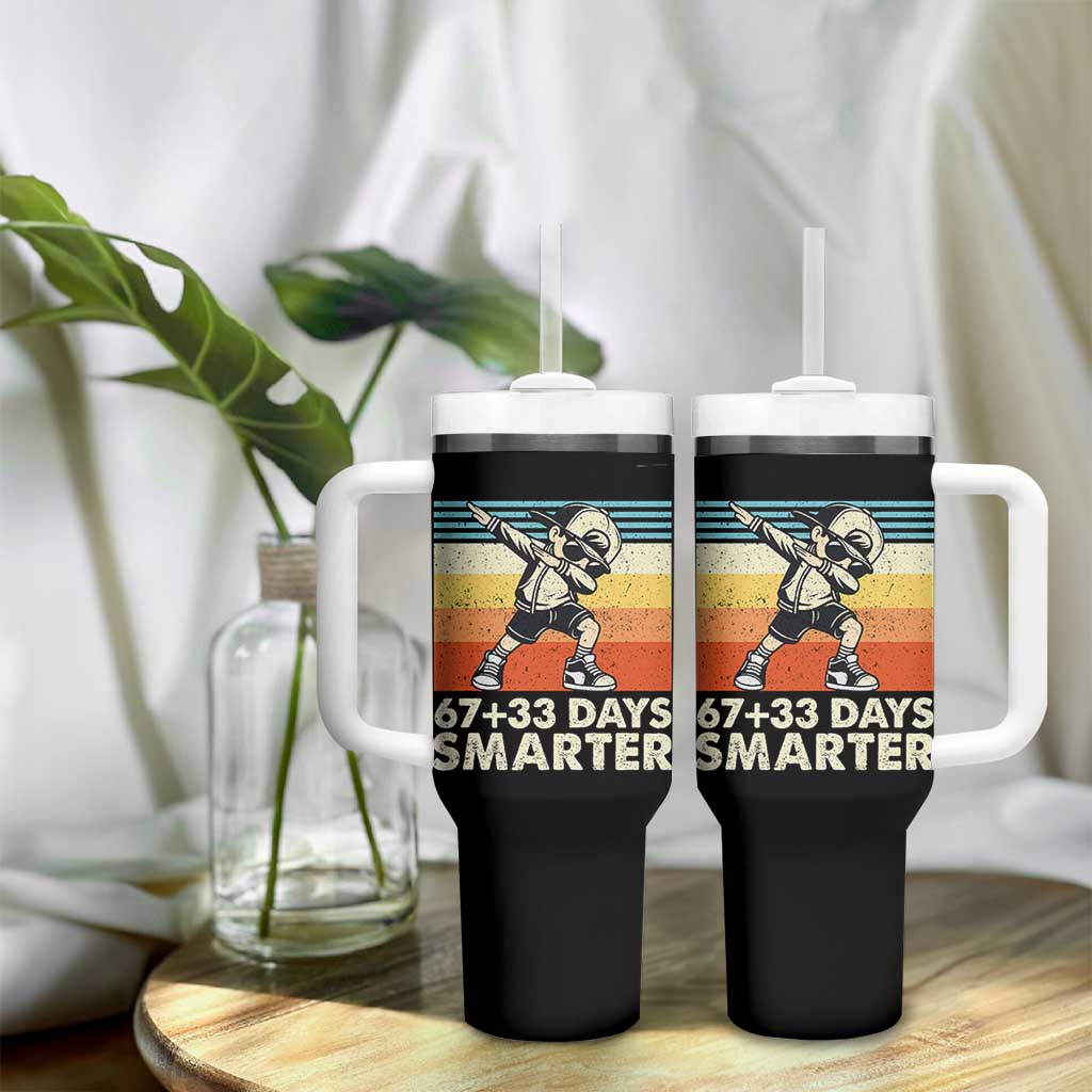 100 Days Smarter Tumbler With Handle Funny 67 33 Six Seven Math Teacher Kids 100th Day