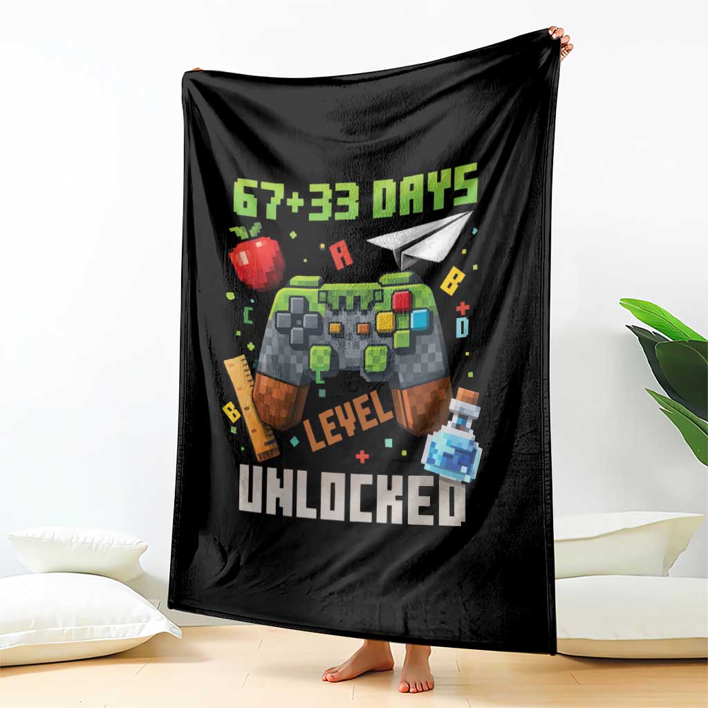 67 33 100 Days Level Unlocked Throw Blanket Gaming 100th Day of School Boys Kid