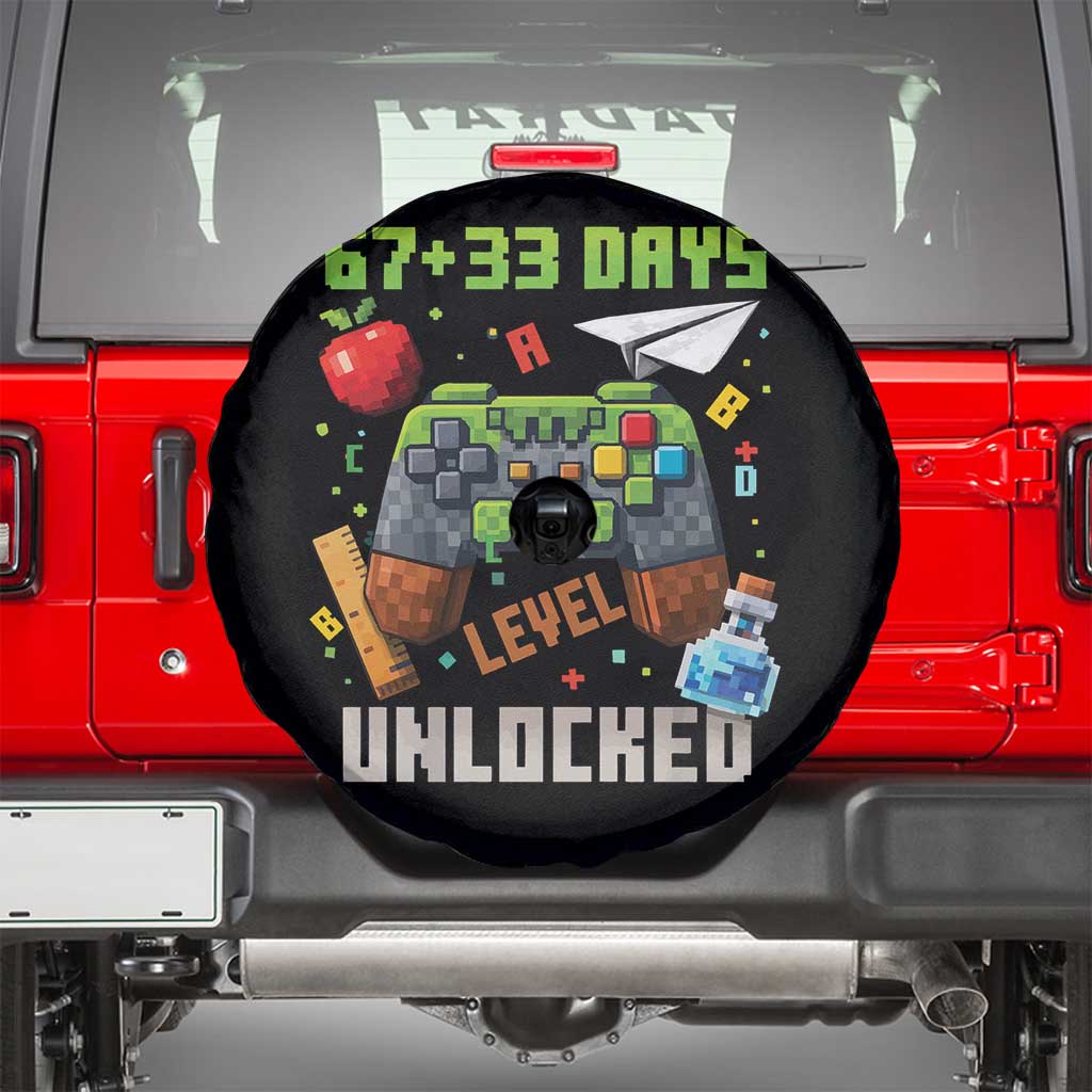 67 33 100 Days Level Unlocked Spare Tire Cover Gaming 100th Day of School Boys Kid