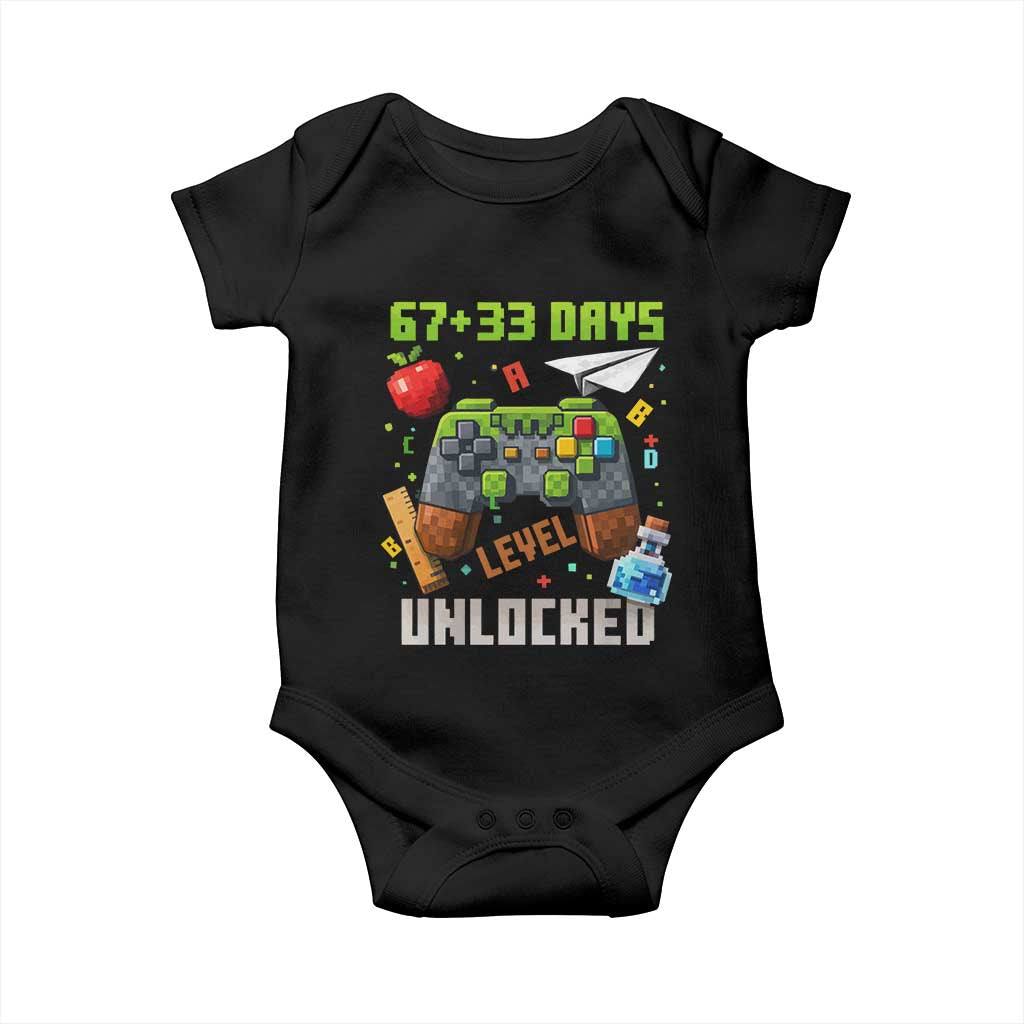 67 33 100 Days Level Unlocked Baby Onesie Gaming 100th Day of School Boys Kid
