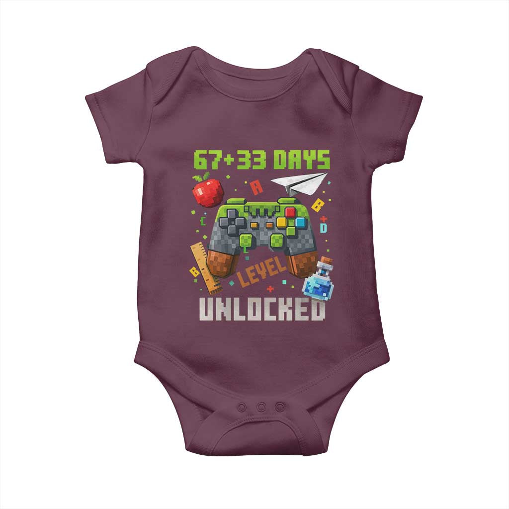 67 33 100 Days Level Unlocked Baby Onesie Gaming 100th Day of School Boys Kid