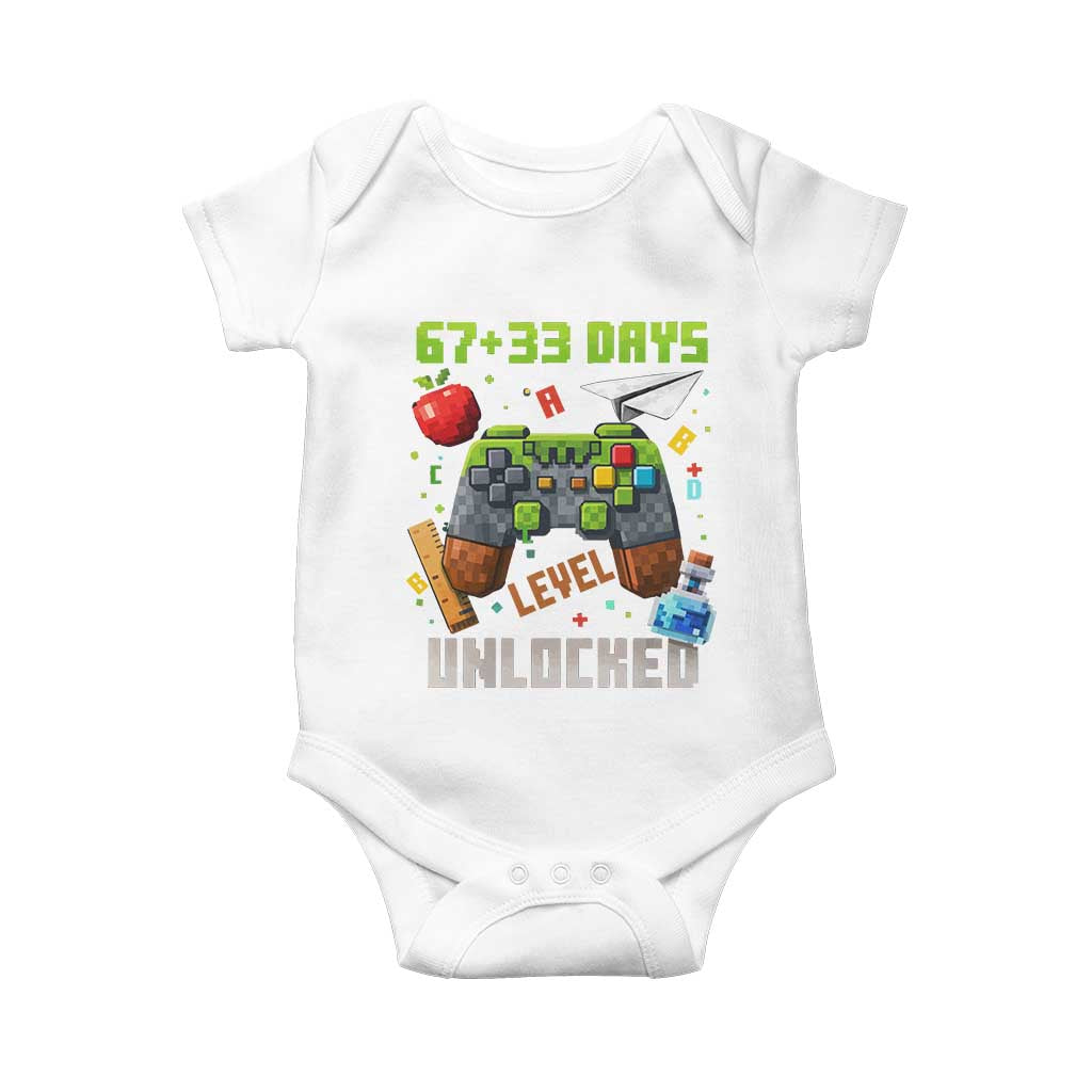 67 33 100 Days Level Unlocked Baby Onesie Gaming 100th Day of School Boys Kid