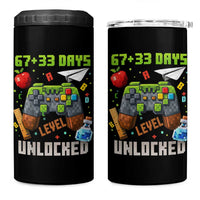 67 33 100 Days Level Unlocked 4 in 1 Can Cooler Tumbler Gaming 100th Day of School Boys Kid