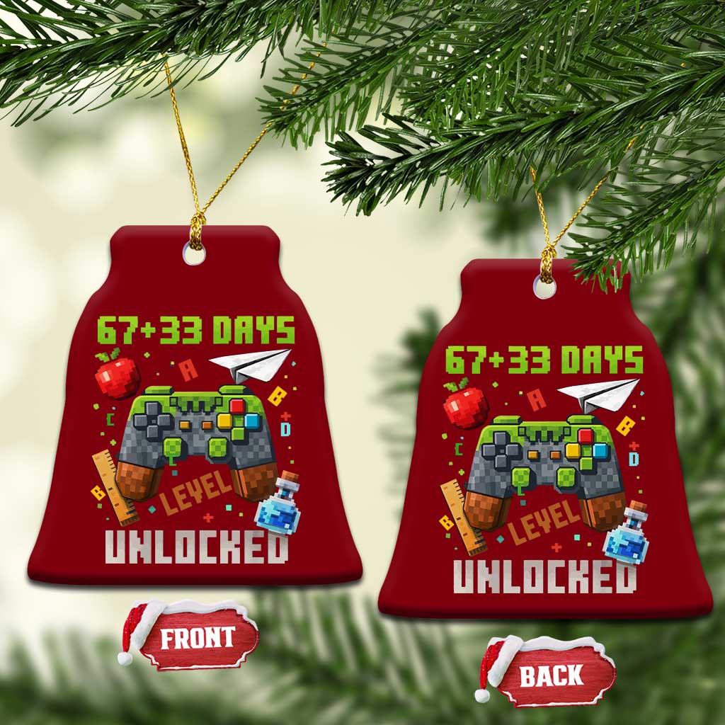 67 33 100 Days Level Unlocked Ceramic Ornament Gaming 100th Day of School Boys Kid