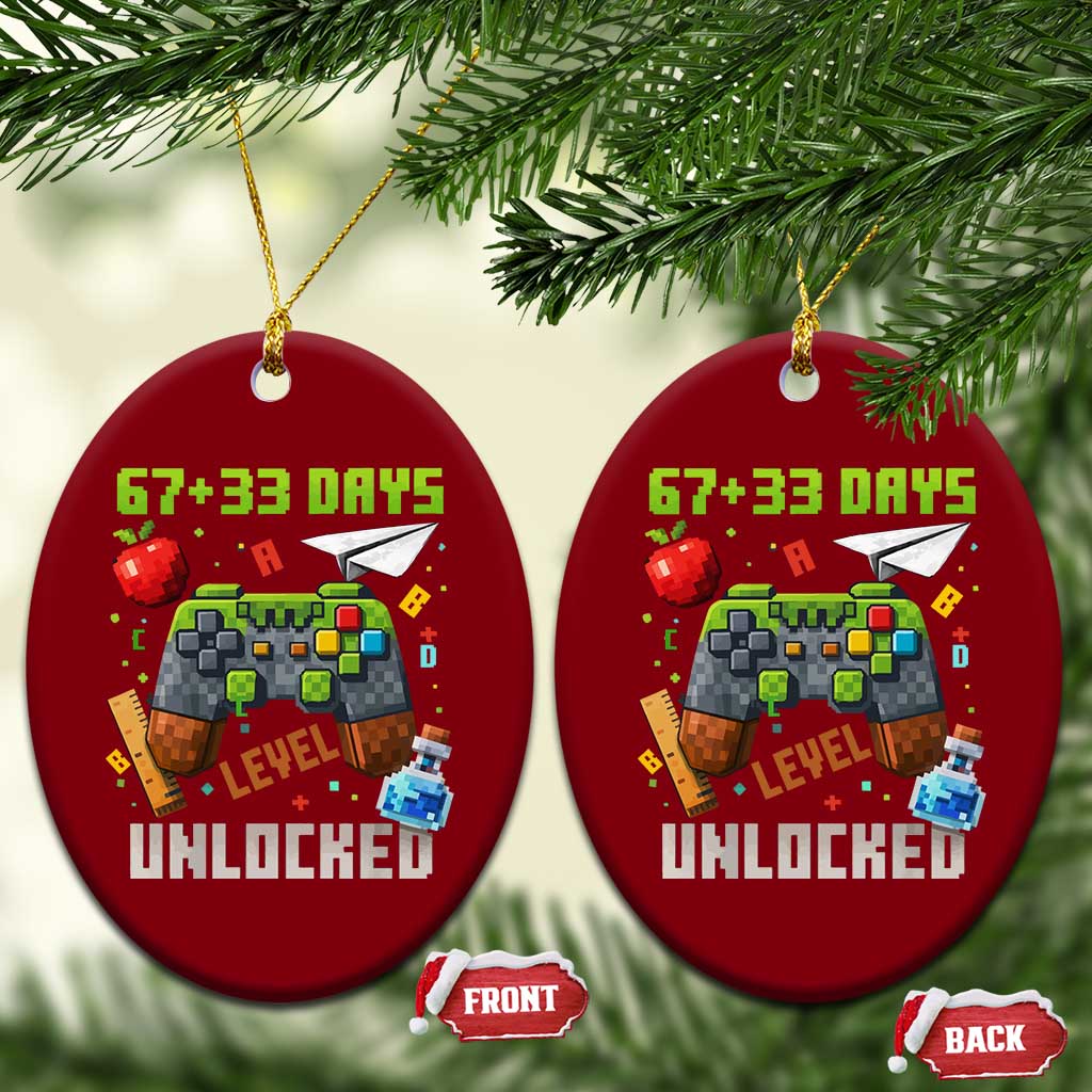 67 33 100 Days Level Unlocked Ceramic Ornament Gaming 100th Day of School Boys Kid