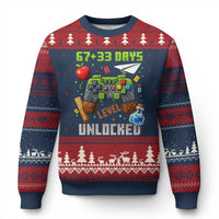 67 33 100 Days Level Unlocked Ugly Christmas Sweater Gaming 100th Day of School Boys Kid