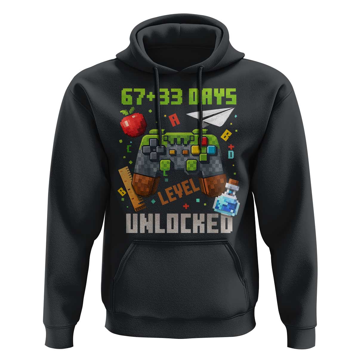 67 33 100 Days Level Unlocked Hoodie Gaming 100th Day of School Boys Kid