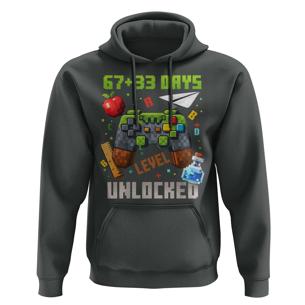 67 33 100 Days Level Unlocked Hoodie Gaming 100th Day of School Boys Kid