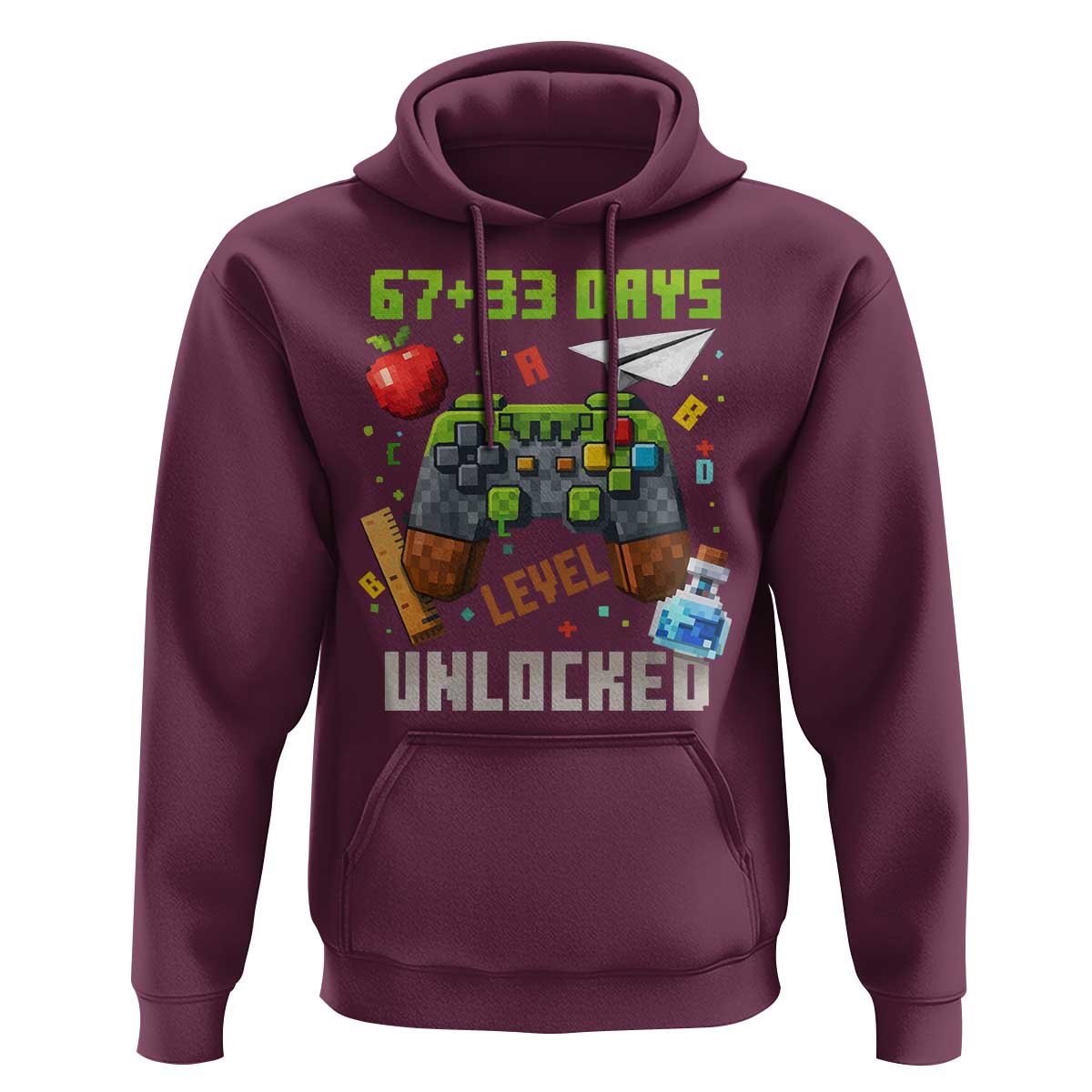 67 33 100 Days Level Unlocked Hoodie Gaming 100th Day of School Boys Kid