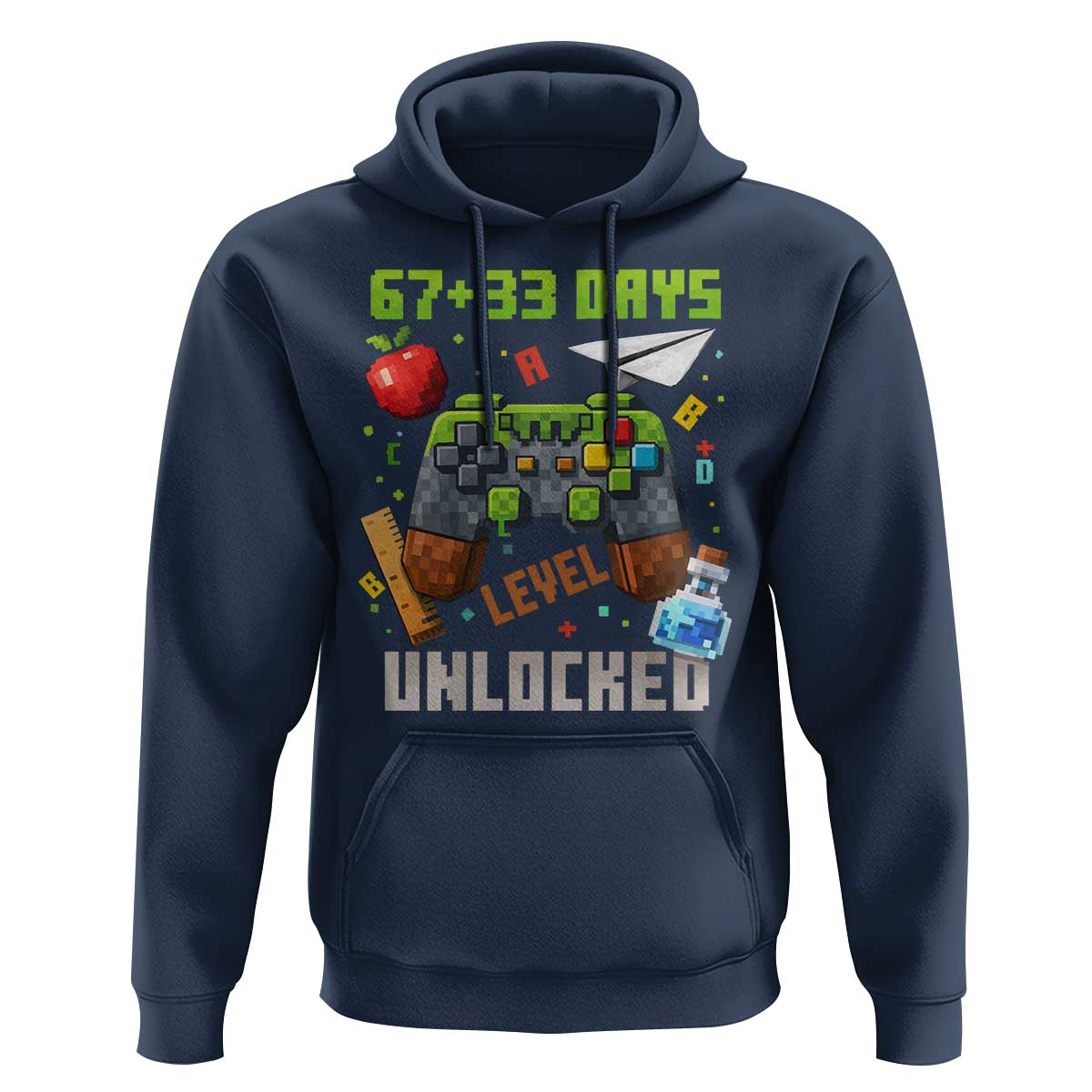 67 33 100 Days Level Unlocked Hoodie Gaming 100th Day of School Boys Kid