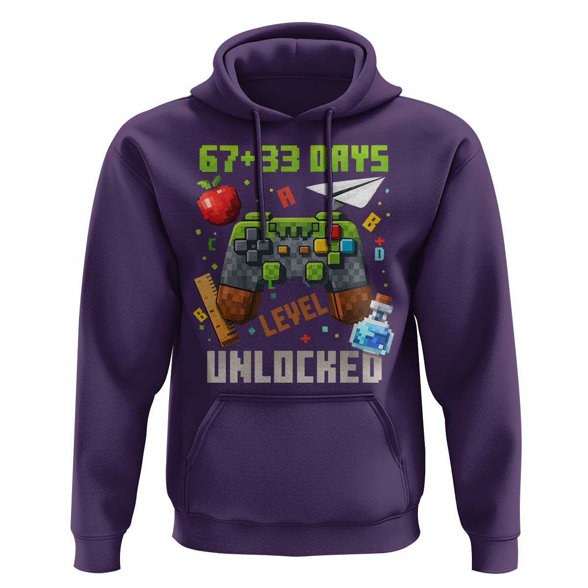 67 33 100 Days Level Unlocked Hoodie Gaming 100th Day of School Boys Kid