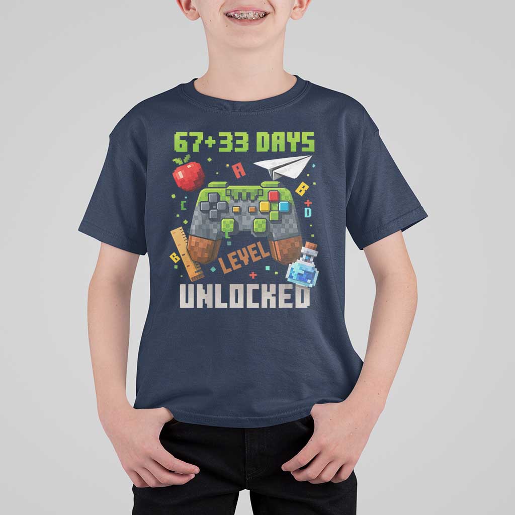 67 33 100 Days Level Unlocked T Shirt For Kid Gaming 100th Day of School Boys Kid