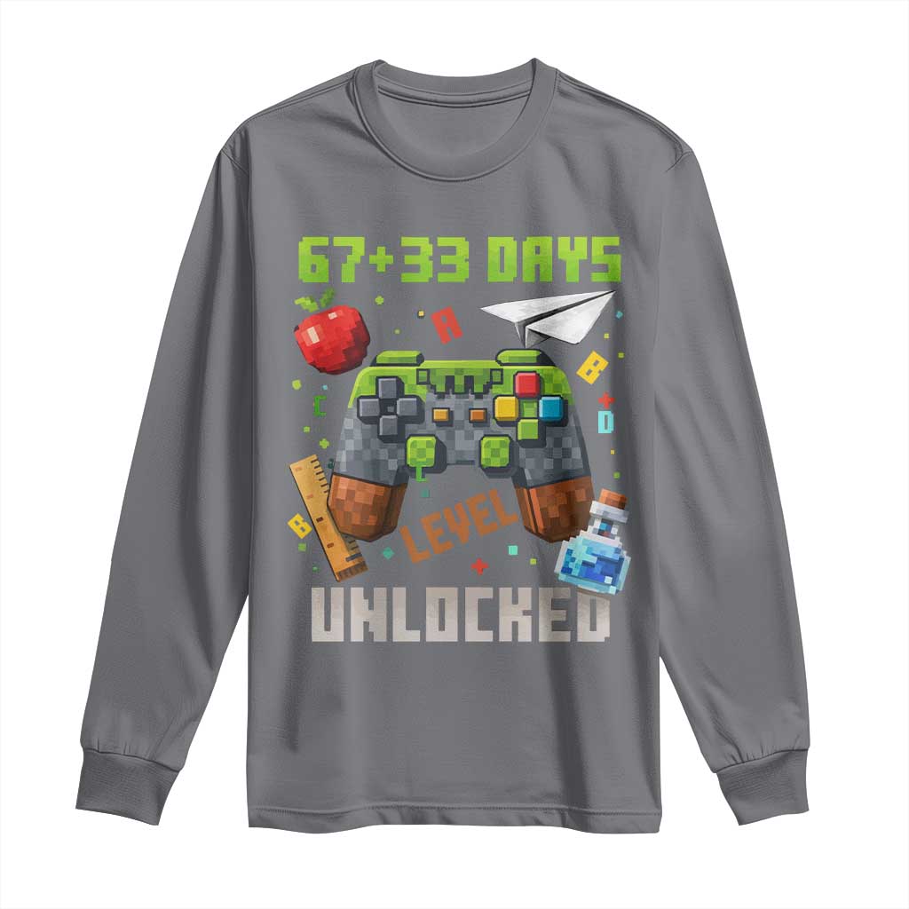67 33 100 Days Level Unlocked Long Sleeve Shirt Gaming 100th Day of School Boys Kid