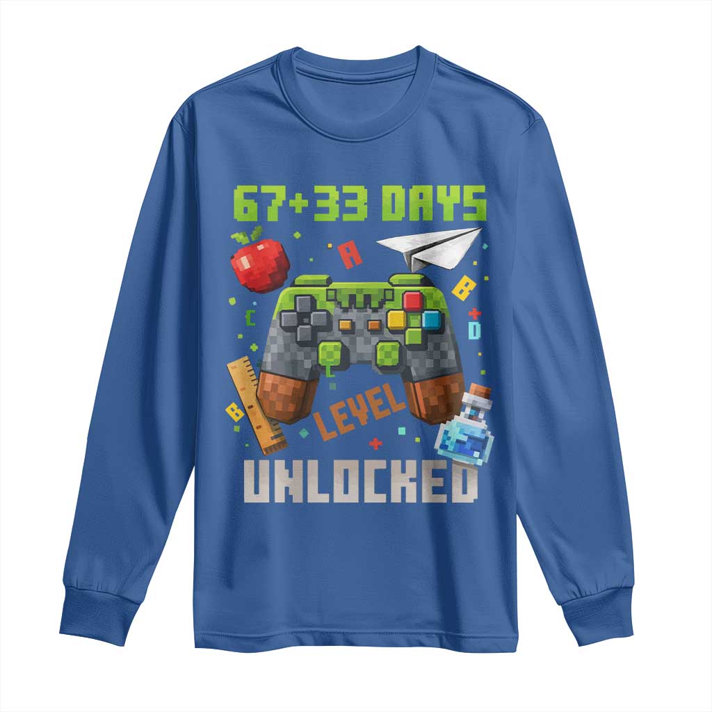 67 33 100 Days Level Unlocked Long Sleeve Shirt Gaming 100th Day of School Boys Kid