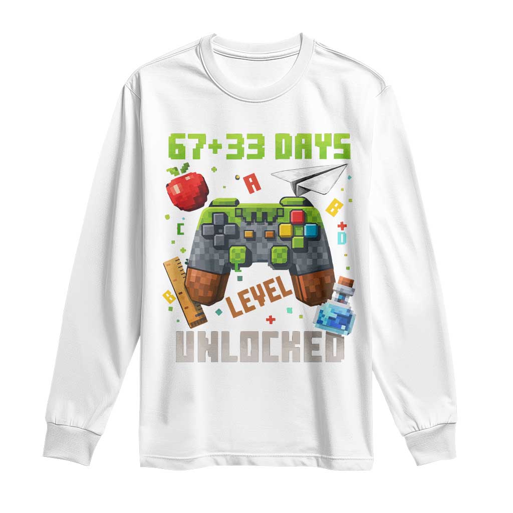 67 33 100 Days Level Unlocked Long Sleeve Shirt Gaming 100th Day of School Boys Kid