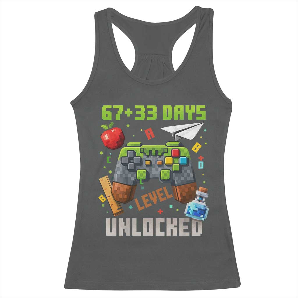 67 33 100 Days Level Unlocked Racerback Tank Top Gaming 100th Day of School Boys Kid