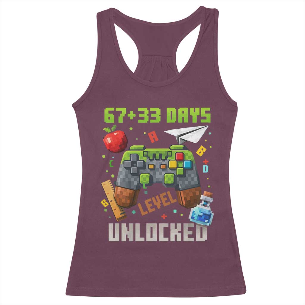 67 33 100 Days Level Unlocked Racerback Tank Top Gaming 100th Day of School Boys Kid