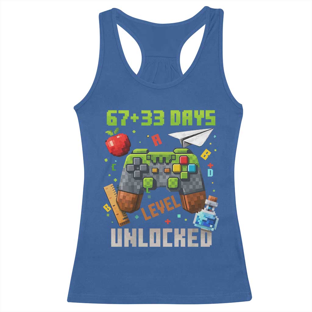 67 33 100 Days Level Unlocked Racerback Tank Top Gaming 100th Day of School Boys Kid
