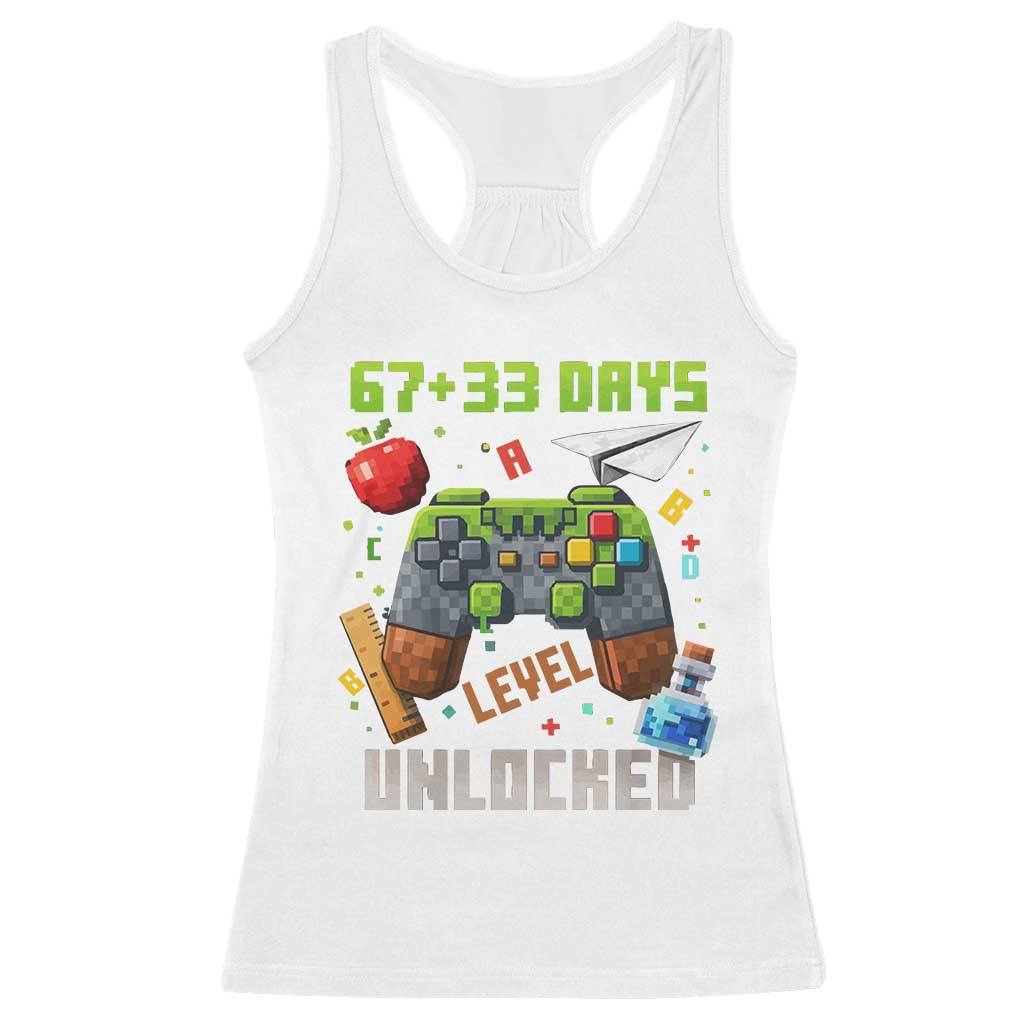 67 33 100 Days Level Unlocked Racerback Tank Top Gaming 100th Day of School Boys Kid