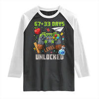 67 33 100 Days Level Unlocked Raglan Shirt Gaming 100th Day of School Boys Kid
