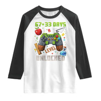 67 33 100 Days Level Unlocked Raglan Shirt Gaming 100th Day of School Boys Kid