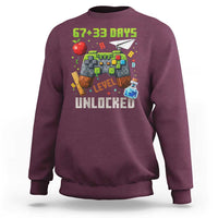 67 33 100 Days Level Unlocked Sweatshirt Gaming 100th Day of School Boys Kid