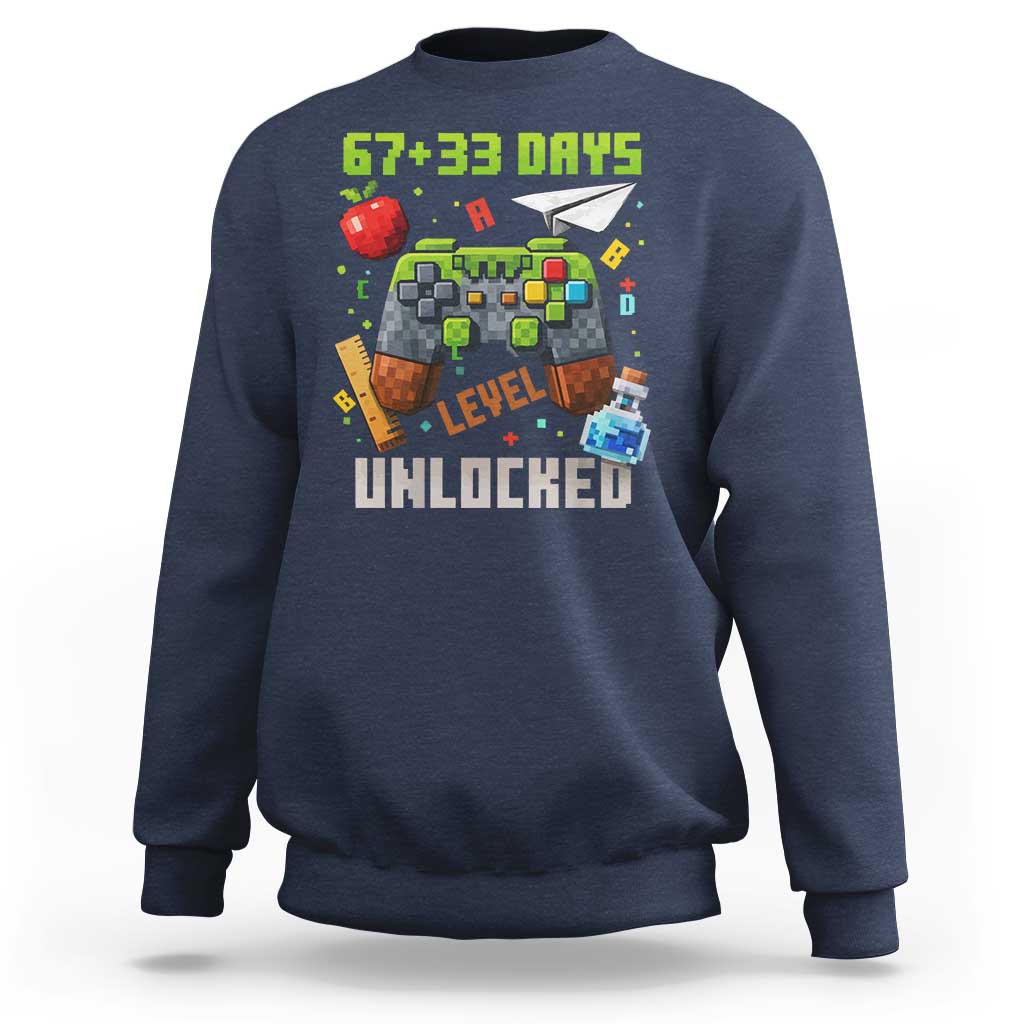 67 33 100 Days Level Unlocked Sweatshirt Gaming 100th Day of School Boys Kid