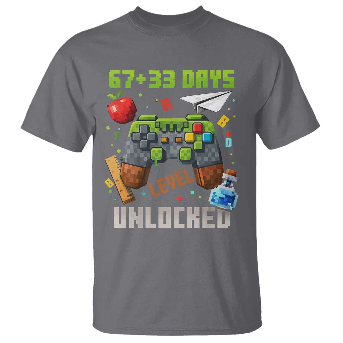 67 33 100 Days Level Unlocked T Shirt Gaming 100th Day of School Boys Kid