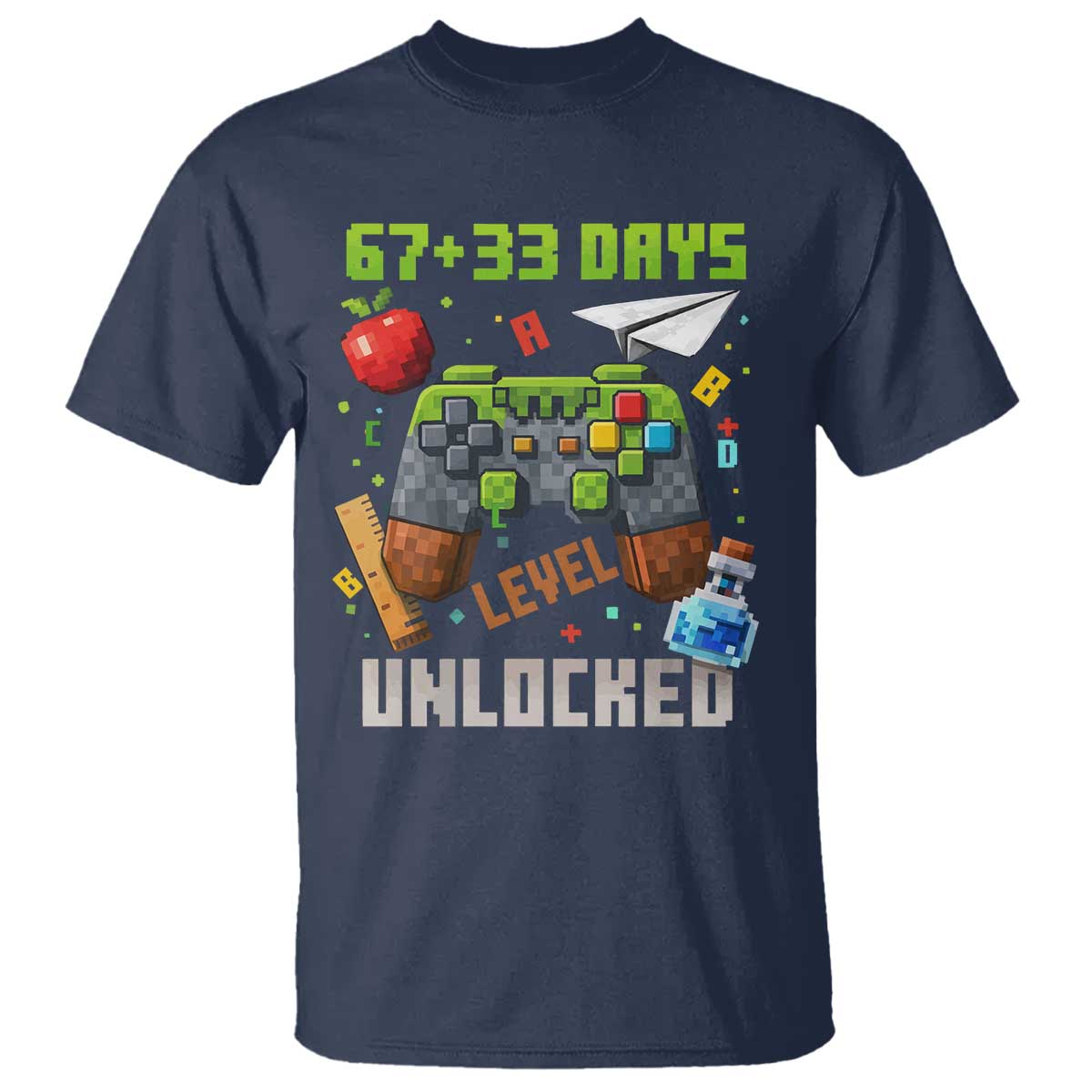 67 33 100 Days Level Unlocked T Shirt Gaming 100th Day of School Boys Kid