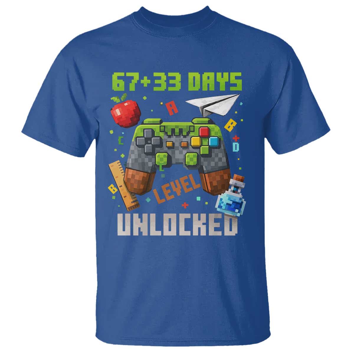 67 33 100 Days Level Unlocked T Shirt Gaming 100th Day of School Boys Kid