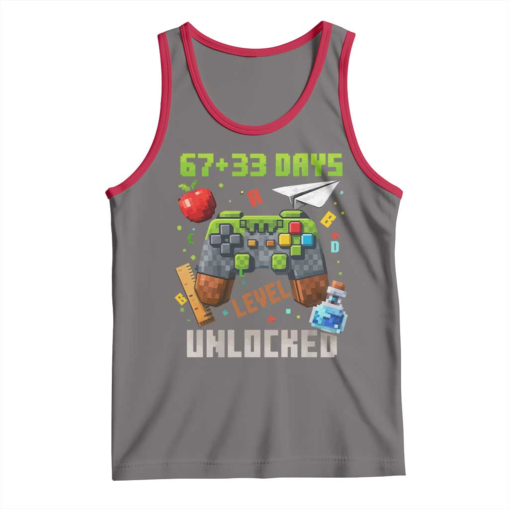 67 33 100 Days Level Unlocked Tank Top Gaming 100th Day of School Boys Kid
