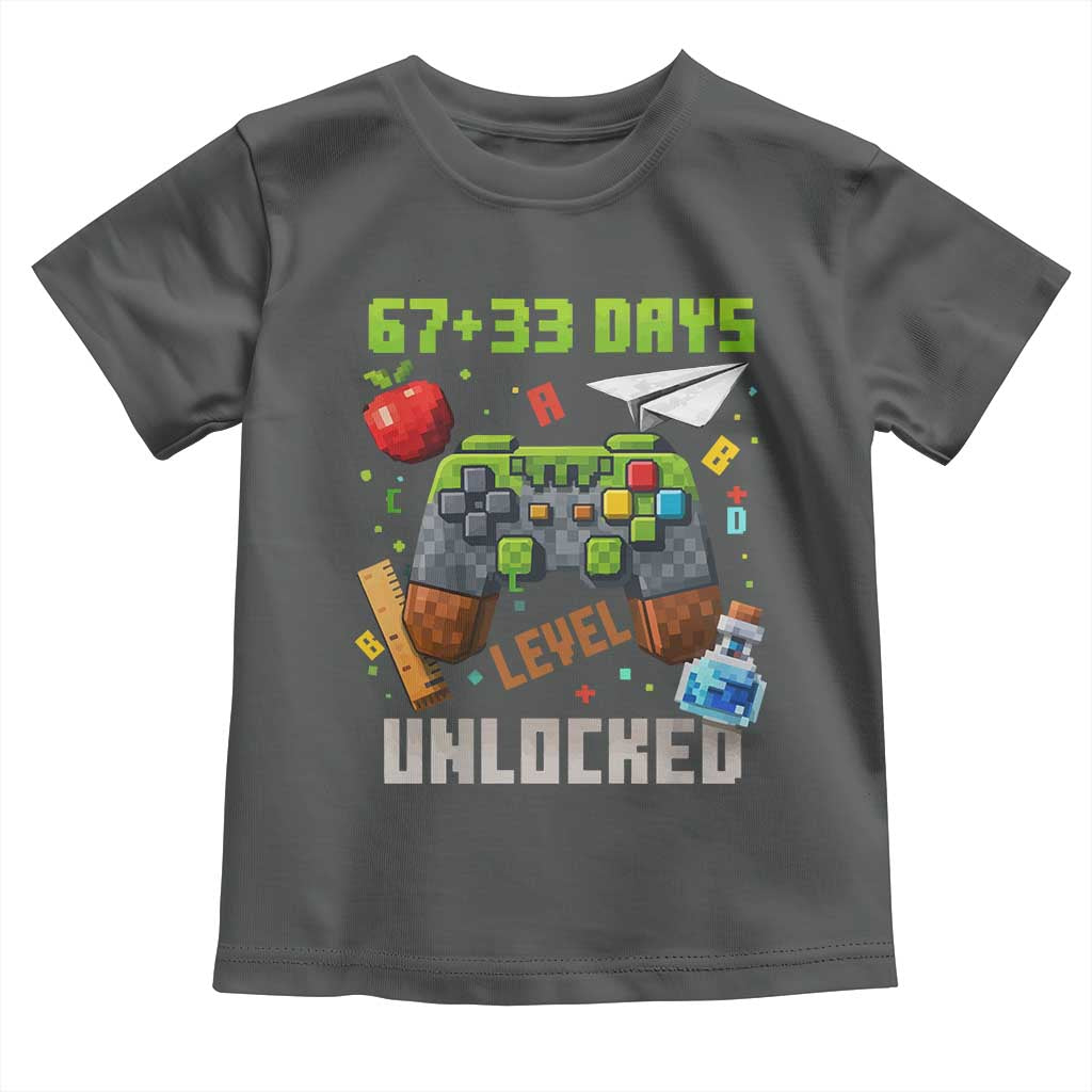 67 33 100 Days Level Unlocked Toddler T Shirt Gaming 100th Day of School Boys Kid