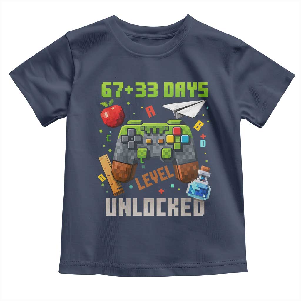 67 33 100 Days Level Unlocked Toddler T Shirt Gaming 100th Day of School Boys Kid