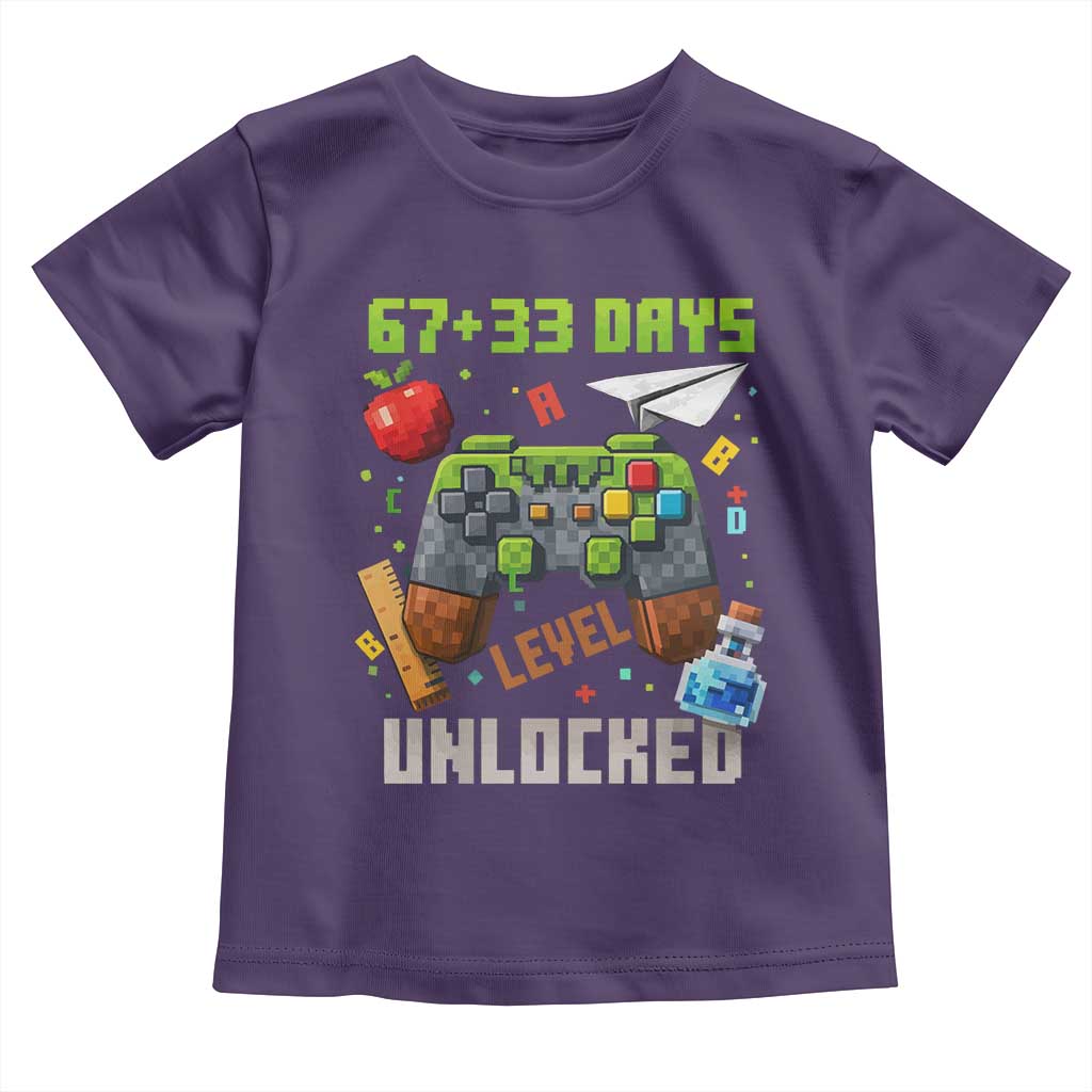 67 33 100 Days Level Unlocked Toddler T Shirt Gaming 100th Day of School Boys Kid