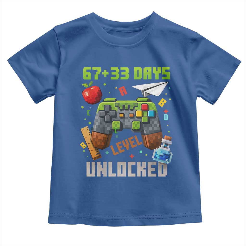 67 33 100 Days Level Unlocked Toddler T Shirt Gaming 100th Day of School Boys Kid
