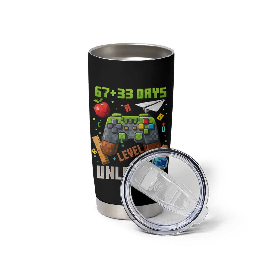 67 33 100 Days Level Unlocked Tumbler Cup Gaming 100th Day of School Boys Kid