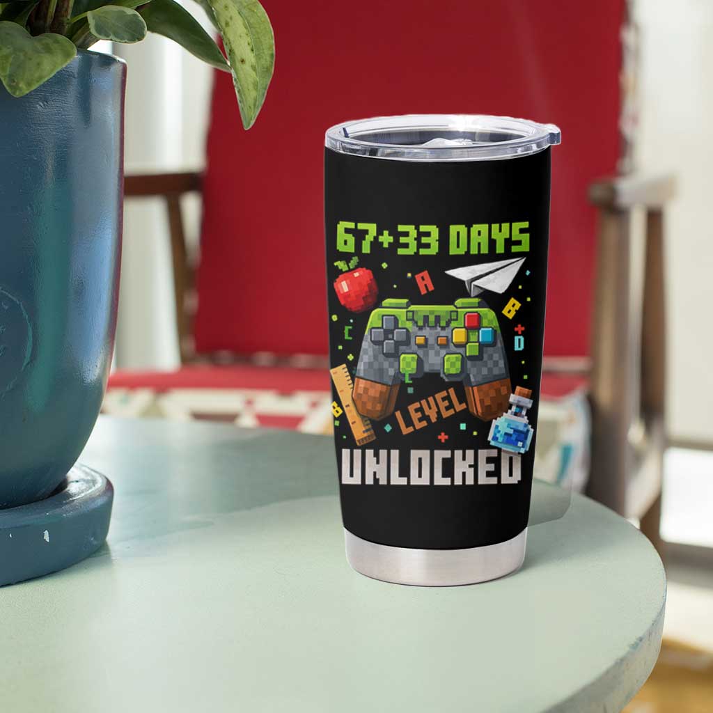 67 33 100 Days Level Unlocked Tumbler Cup Gaming 100th Day of School Boys Kid