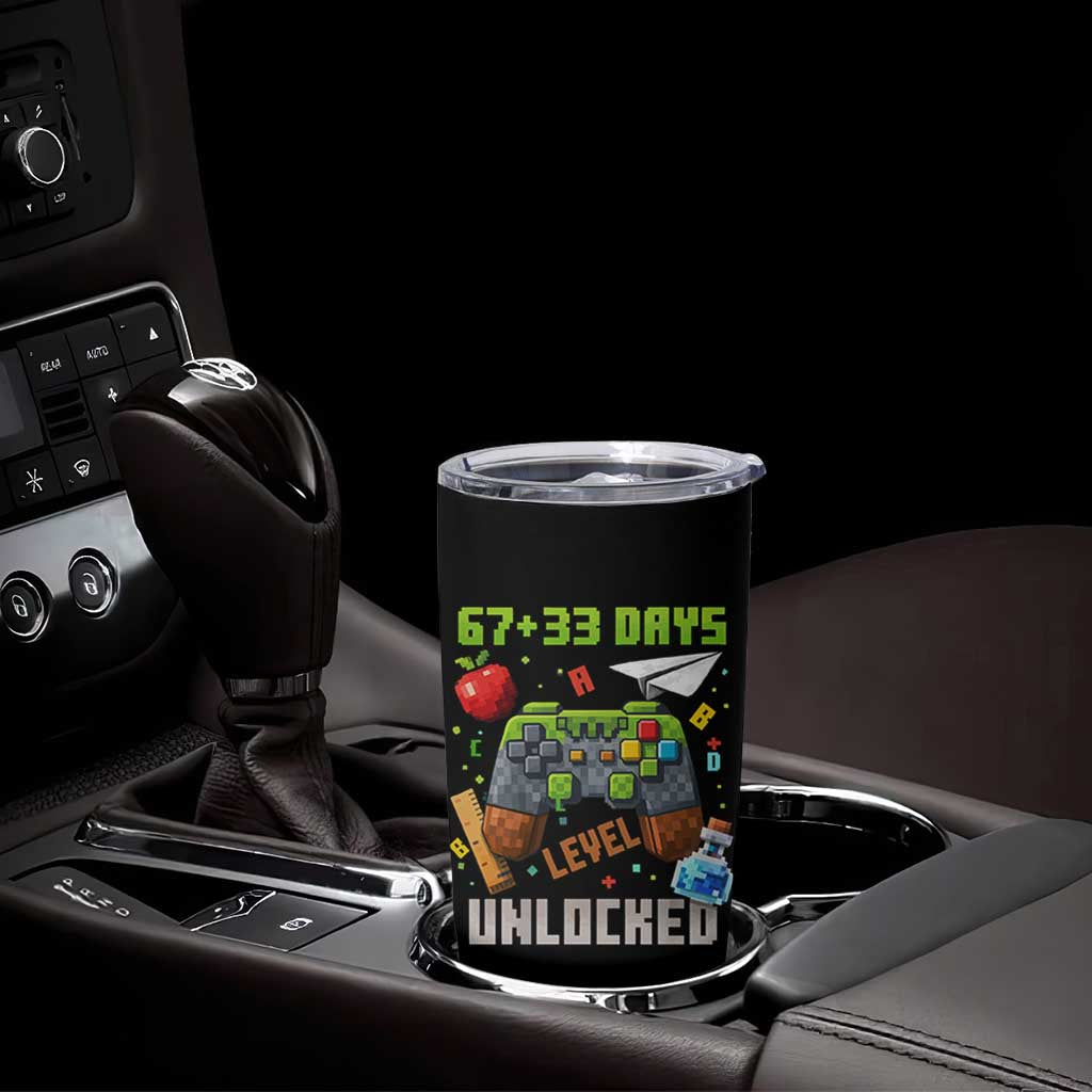 67 33 100 Days Level Unlocked Tumbler Cup Gaming 100th Day of School Boys Kid