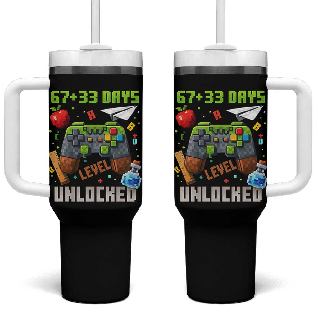 67 33 100 Days Level Unlocked Tumbler With Handle Gaming 100th Day of School Boys Kid